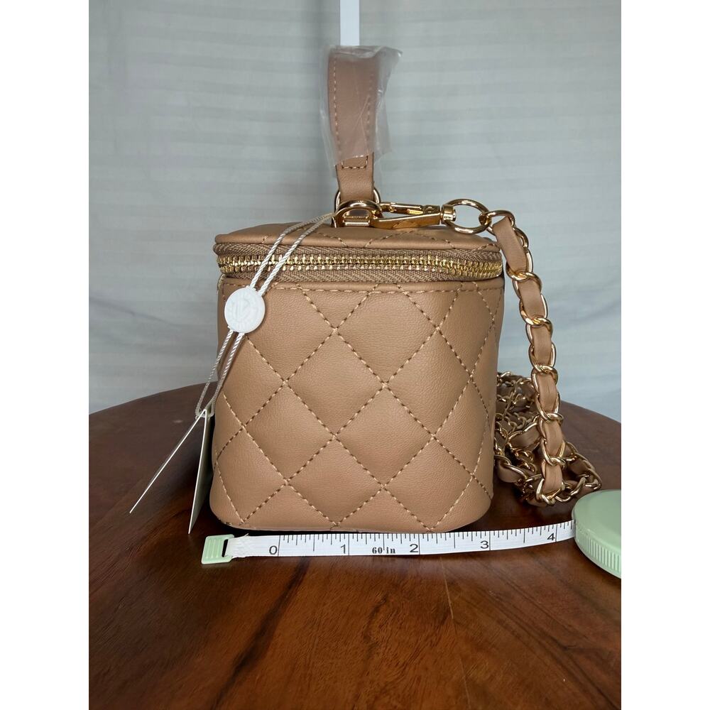 Valentino Orlandi Vittoria Vanity Box Bag Taupe Quilted Crossbody NWT - Picture 8 of 12